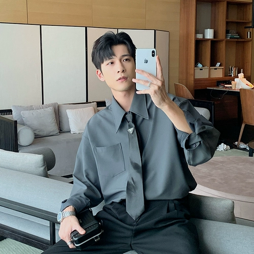 Дизайнерская цветная рубашка для отдыха, осенняя, тренд сезона, в корейском стиле