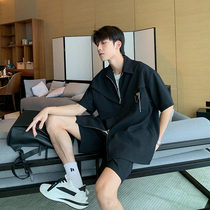 Hualun Mens Handsome Pairing Sports suit Summer Lecher 2022 Explosive Mens Casual Versatile Two-Piece Set