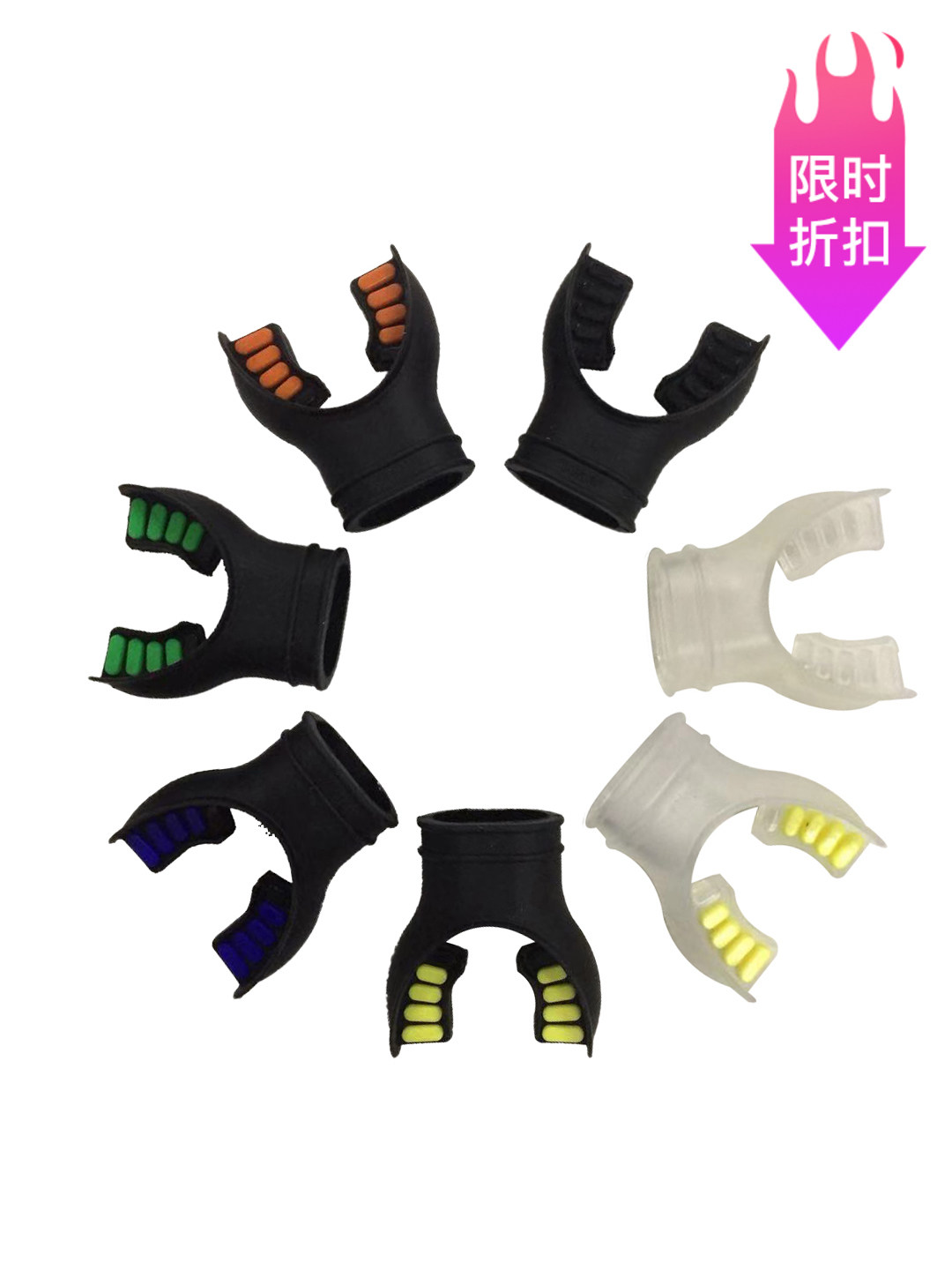 Diving standard food grade silicone gel bites mouth to send 2 ties