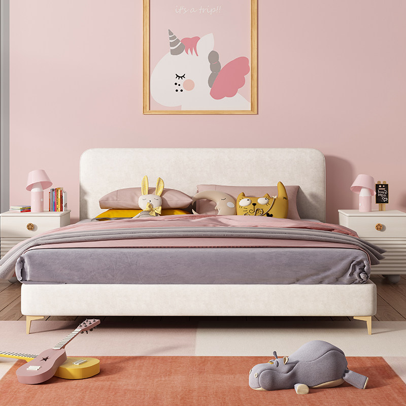 Children's bed science and technology cloth bed modern minimalist girl princess bed 1 5 meters soft bed 1 2 meters solid wood boy bed - Taobao