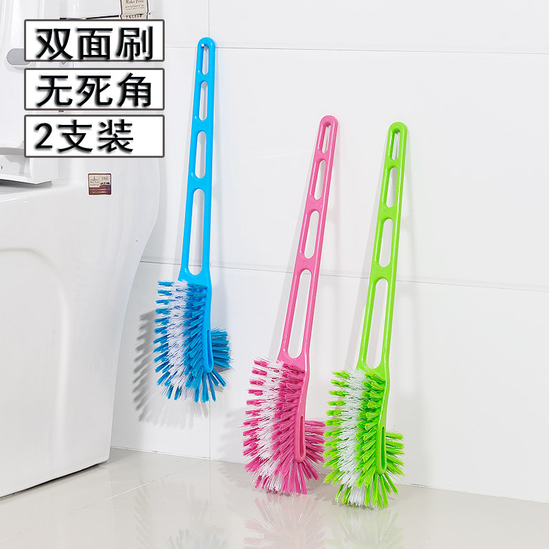 2 toilet brushes with long handles, double-sided dressing room, toilet cleaning brush, toilet cleaning brush, no dead corner cleaning
