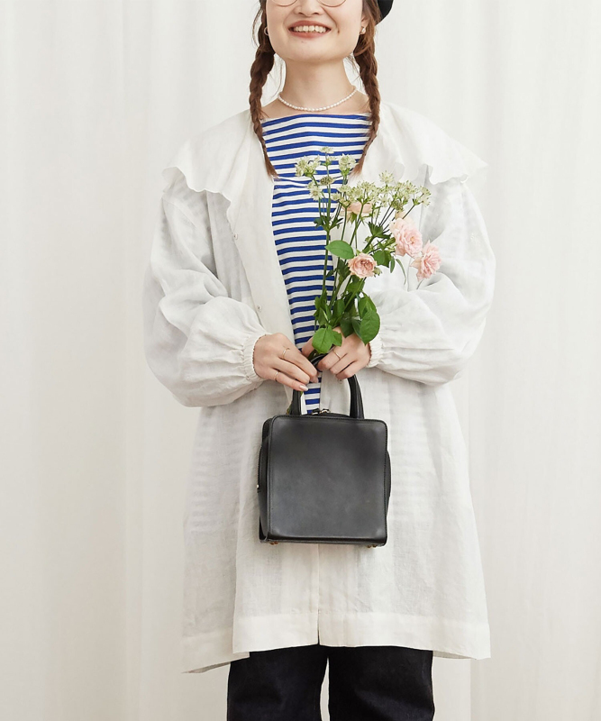 Japanese Harajuku Style Fig London Fan-Shaped Large Collar Embroidered Pouy Pansy Full Linen Shirt Jacket