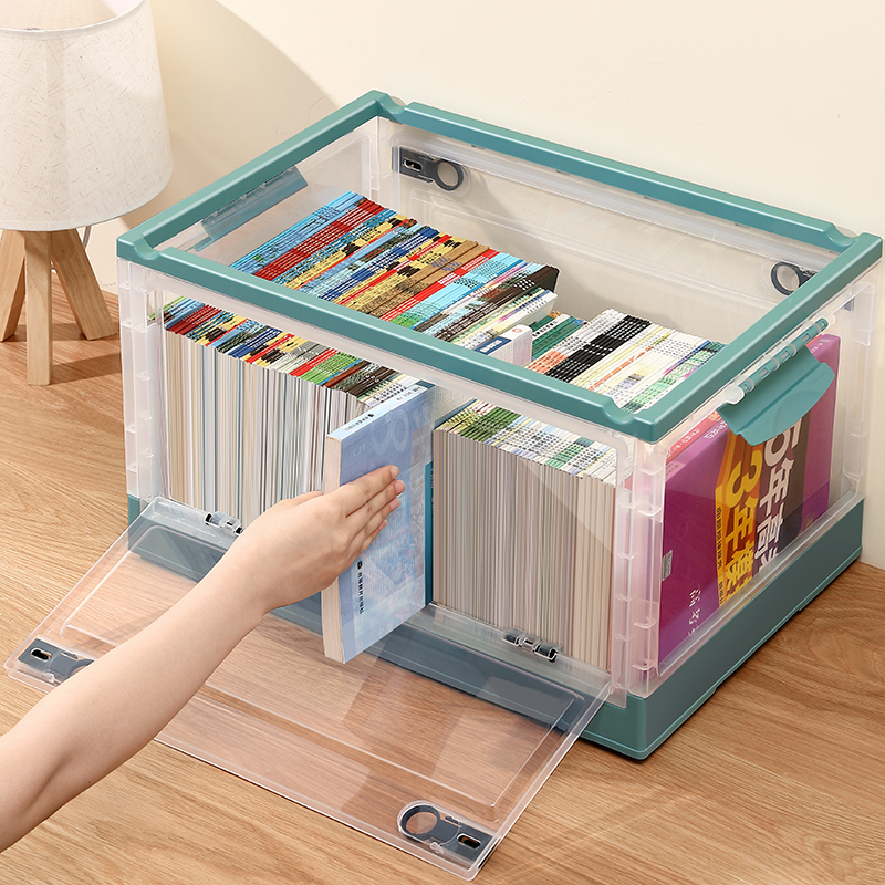 Book container box foldable bookbox student dormitory household transparent storage