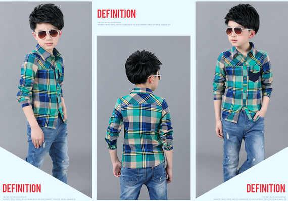 Áo sơ mi kẻ sọc 6 trẻ em 7 áo 8 tay dài 9 bé trai 10 bé trai cotton 5 áo 4 phiên bản Hàn Quốc 15 tuổi 12 áo sơ mi hàn quốc