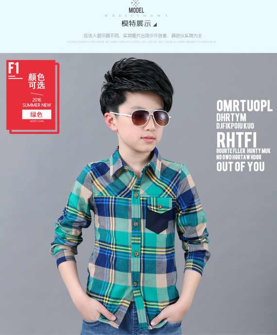 Áo sơ mi kẻ sọc 6 trẻ em 7 áo 8 tay dài 9 bé trai 10 bé trai cotton 5 áo 4 phiên bản Hàn Quốc 15 tuổi 12 áo sơ mi hàn quốc