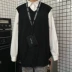 Mùa thu mới phiên bản Hàn Quốc của áo len màu tinh khiết hoang dã Harajuku retro lỏng lẻo áo len đôi vest vest sinh viên Áo vest