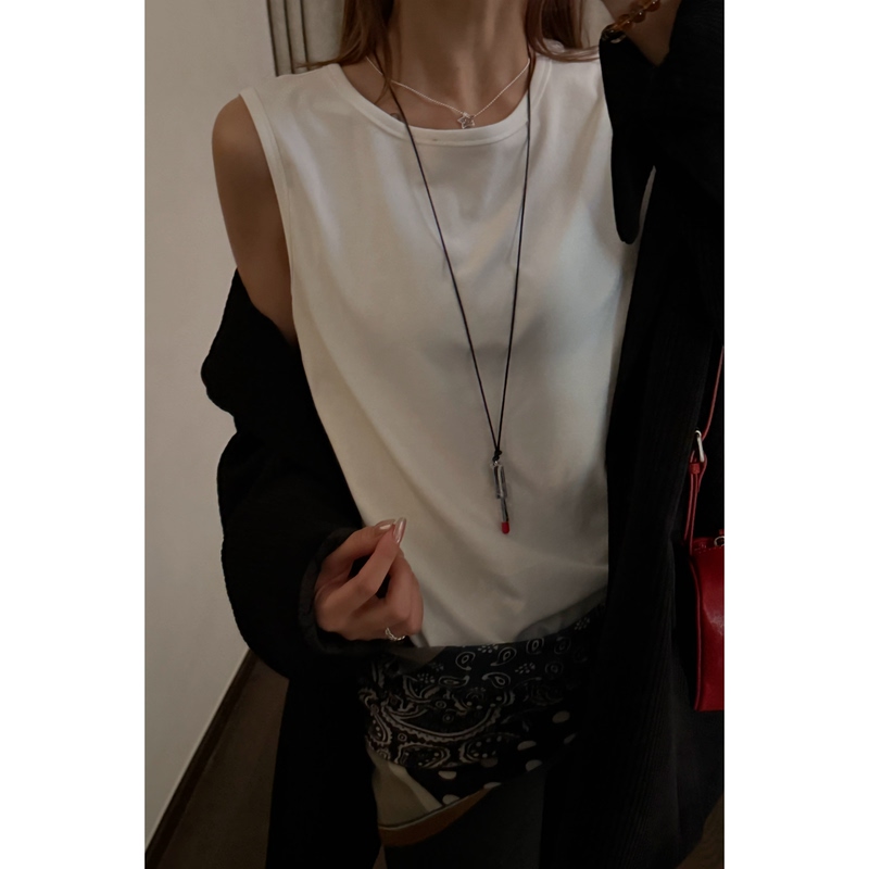 8.23/ "Circular Wardrobe" Self-Retained Patina! Good Fit, Dry and Soft Thin Pure Cotton Round Neck Sleeveless Vest