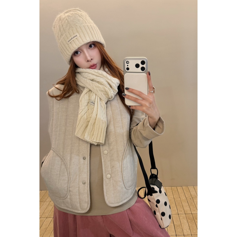 10.16/“Quilted Cotton Vest” Oh's Hot-Selling Item! Autumn Layered Wear Single-Breasted Round-Neck Sleeveless Padded Vest