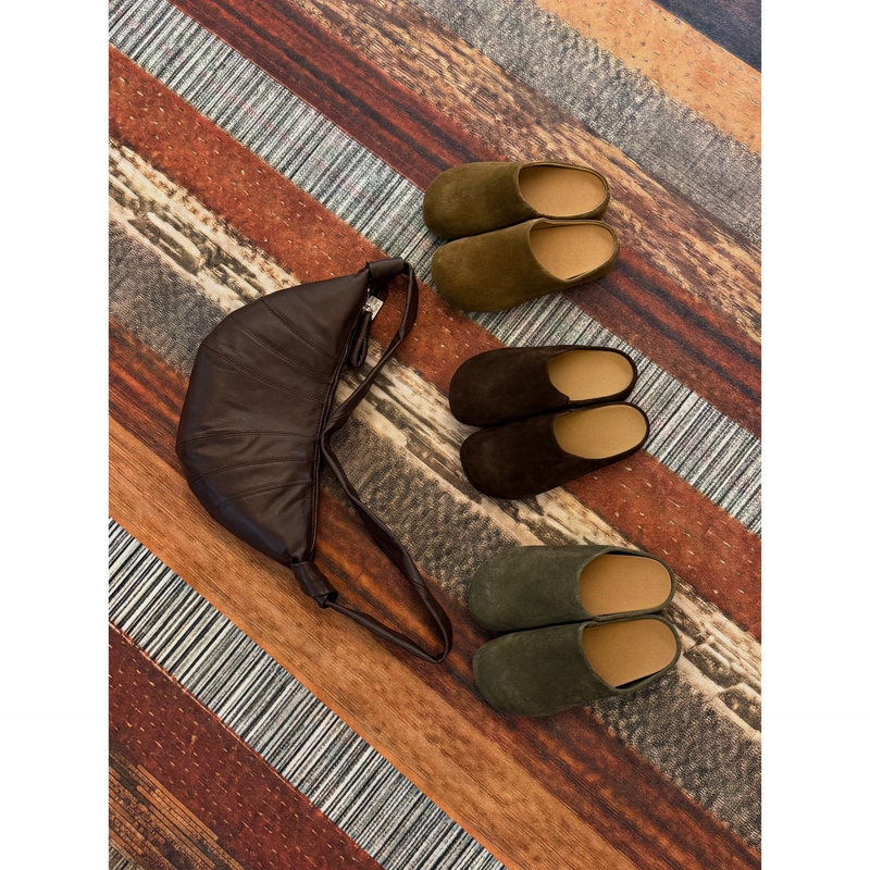 8.17/ "Three-Color Leather Version Autumn and Winter Classic Versatile 3.5cm Height-Increasing Half-Pack Slippers 8.17/ "Three-Color Leather Version Autumn and Winter Classic Versatile 3.5cm Height-Increasing Half-Pack Slippers