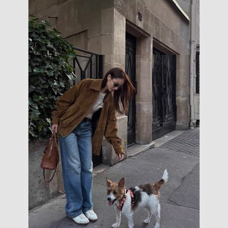 9.21/ "Modern City" Oh Home Collection Vintage Suede Fashionable Oversized Lapel Jacket