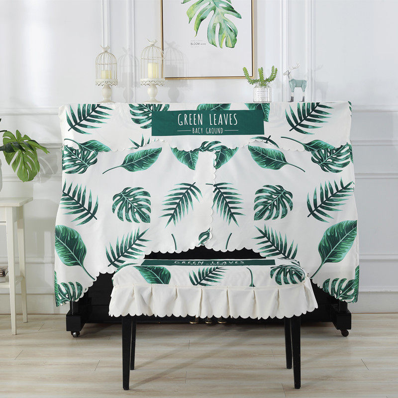 New Piano Cover Nordic Green Leaf Piano Full Cover Cartoon Piano Dust Cover Open Design Multi-color Optional Recommended