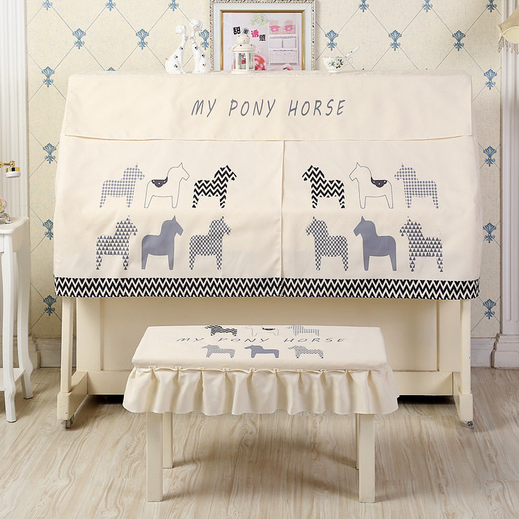 (Dust-proof piano cover) Cartoon pony pattern piano cover middle-opening design Korean-style piano cover dust-proof fabric