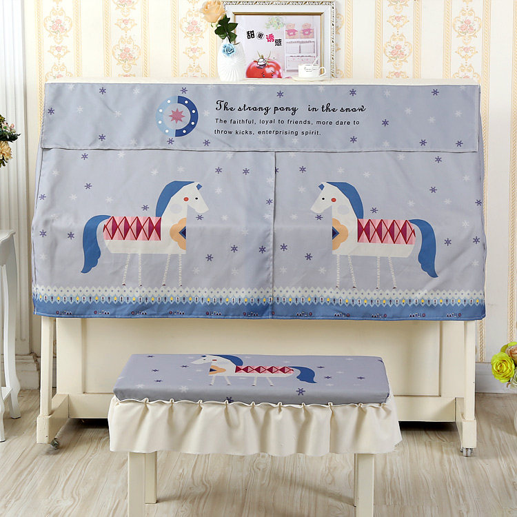 Piano dust cover Han style cartoon piano cover Fun Horse pattern Piano cover Half-pack dust-proof cover towels open design