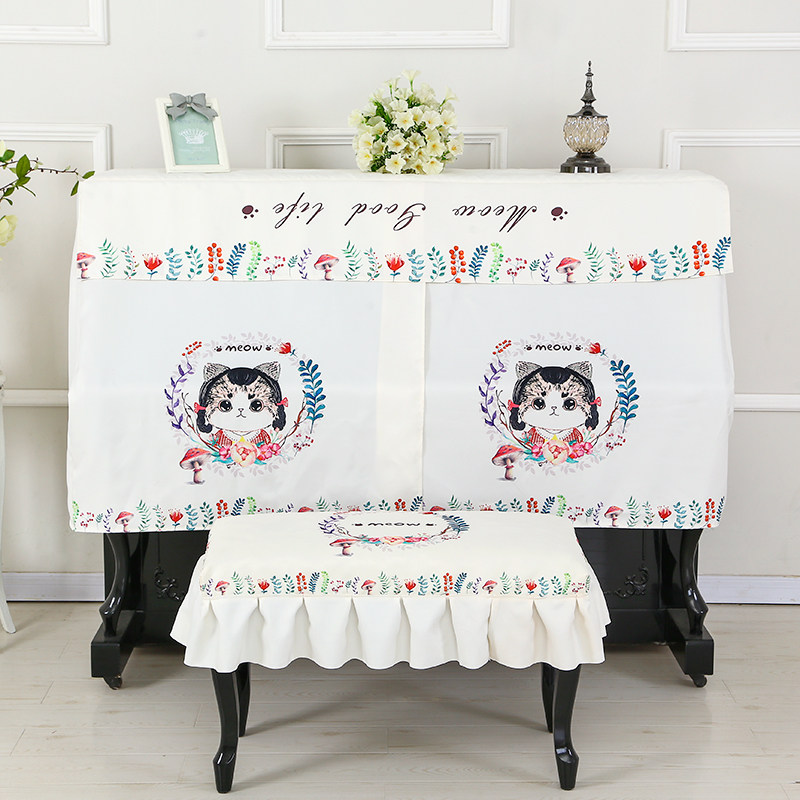 Cartoon Kitten Piano Hood Minimalist Modern Piano Half Hood Open Design Violin Top Thickened Hair Dust Shield