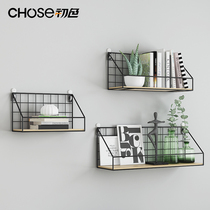 Storage rack Punch-free living room wood finishing rack Bathroom hanging basket storage rack Dormitory artifact wall shelf