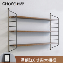 Wrought iron wall shelf Hole-free living room wall storage partition wall hanging bedroom wall hanging wall bookshelf