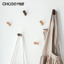 Primary color wall hanging wall hook free hole solid wood hanging hook Load-bearing strong kitchen bedroom with Nordic creative sticky hook