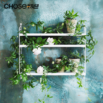 Net red Outdoor Iron Art Multilayer Climbing Vines Shelf Solid Wood Shelve Balcony Window Sill Hanging Living Room 2021 New