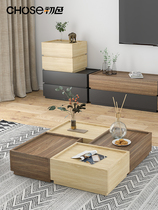 Tea table minimalist modern creative drawer furniture small family type living room net red home tea table solid wood net red small tea table