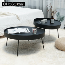 Nordic Danish round coffee table Simple Wrought iron industrial style living room creative furniture Black sofa Tea table Small round table