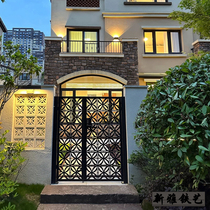 Villa courtyard door entrance door outdoor double door wrought iron courtyard door garden door artistic pattern logo can be added