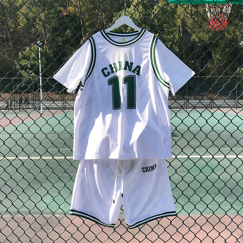 Summer sports suit Men and women Korean version Trend 100 lap loose training to wear jersey short sleeve T-shirt shorts Two sets