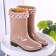 Fashionable rain boots for women, mid-calf warm rain boots, new non-slip kitchen water shoes, high-top rubber shoes and cotton water boots overshoes