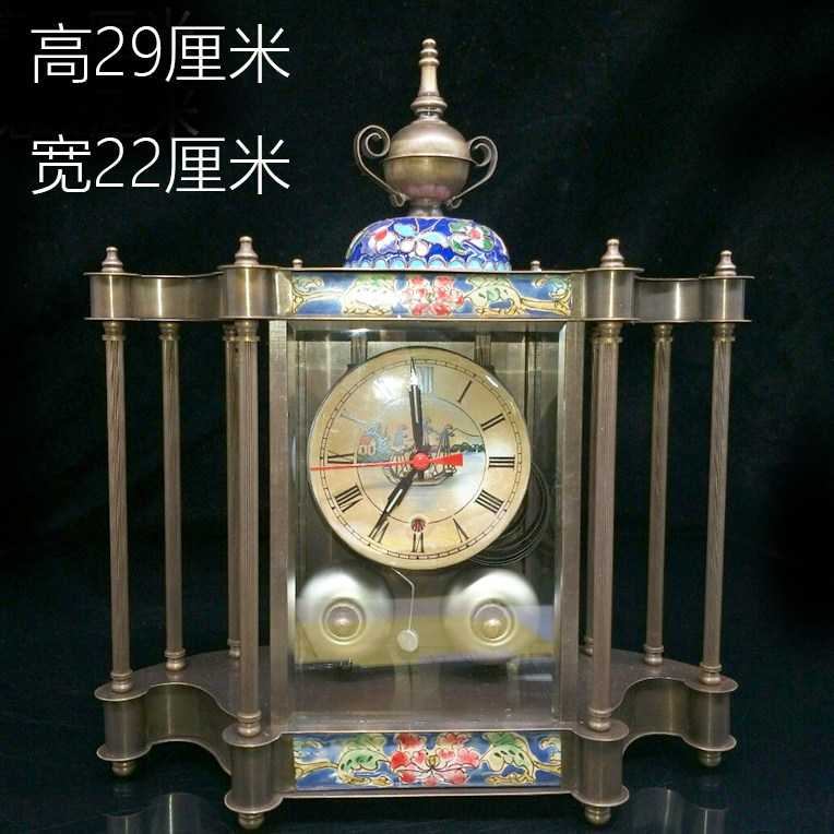 Antique antique antique mechanical clock old clock old clock old clock tai blue pure copper old copper clock