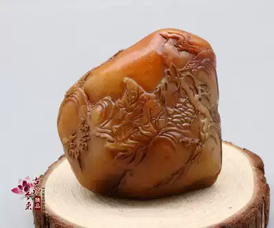 Imitation of old Shoushan stone ornaments antique imitation old goods Tianhuang carving character famous fat seal a piece