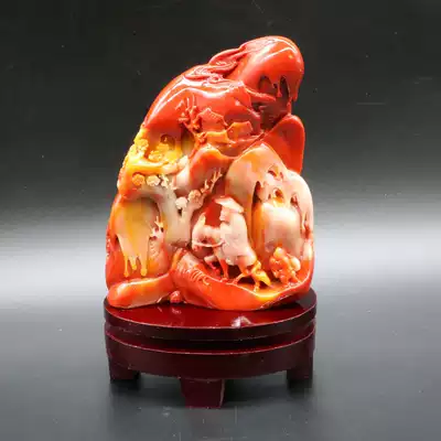 Antique antique stone carving Shoushan stone carving figure landscape home decoration ornaments craft gifts