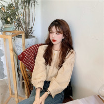 Bubble sleeve apricot shirt female lantern sleeve long sleeve Japanese Korean spring Korean coat loose autumn thin spring