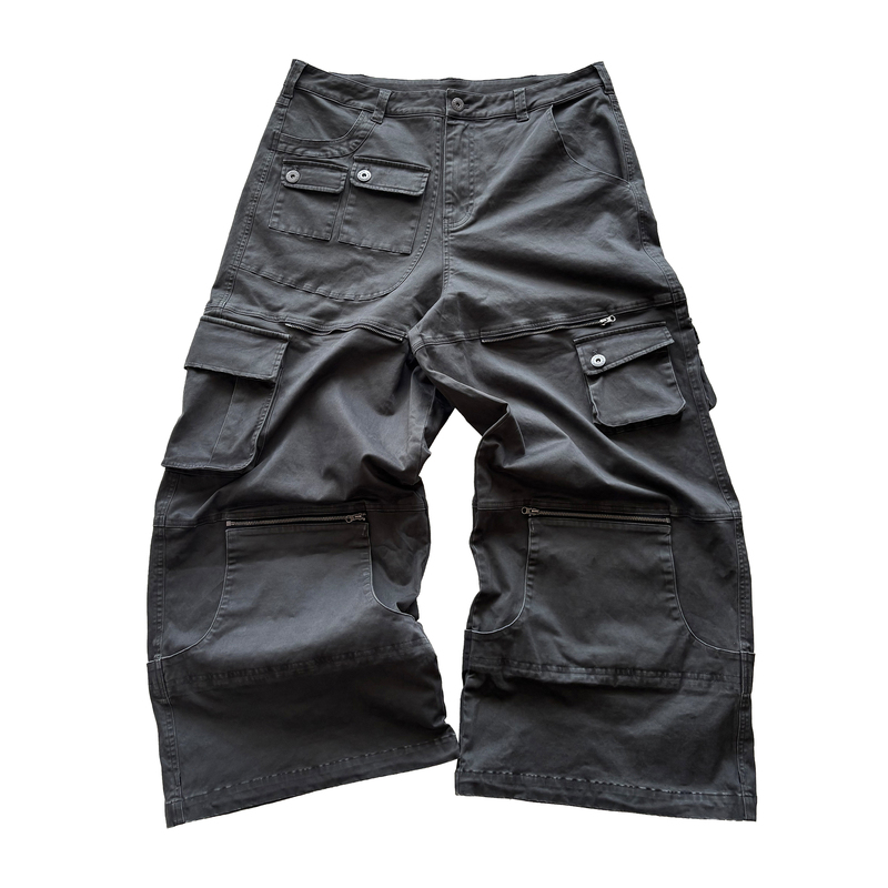 Fauncrew Heavy-Duty Multi-Pocket Detachable Multi-Form Wide-Leg Baggy Washed Cargo Work Pants Fauncrew Heavy-Duty Multi-Pocket Detachable Multi-Form Wide-Leg Baggy Washed Cargo Work Pants