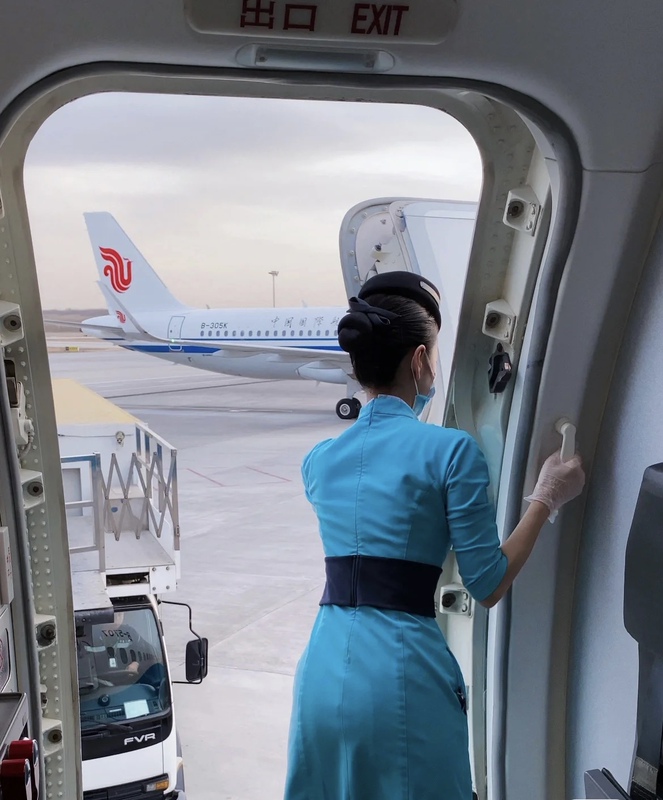 Authentic Xiamen Airlines Flight Attendant Uniform, Flight Attendant Interview, Front Desk Professional Dress, Hat, Head Flower