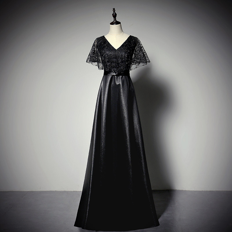 Evening dress female 2022 new banquet noble and elegant temperament black high-end host annual meeting slim dress female