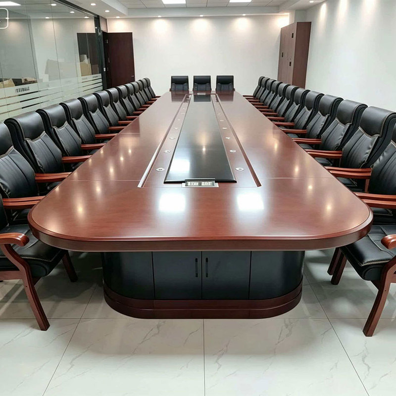 High-End Large Solid Wood Conference Table, Long Table, Office Desk, Rectangular Conference Room, Oval Negotiation Table and Chair Combination High-End Large Solid Wood Conference Table, Long Table, Office Desk, Rectangular Conference Room, Oval Negotiation Table and Chair Combination