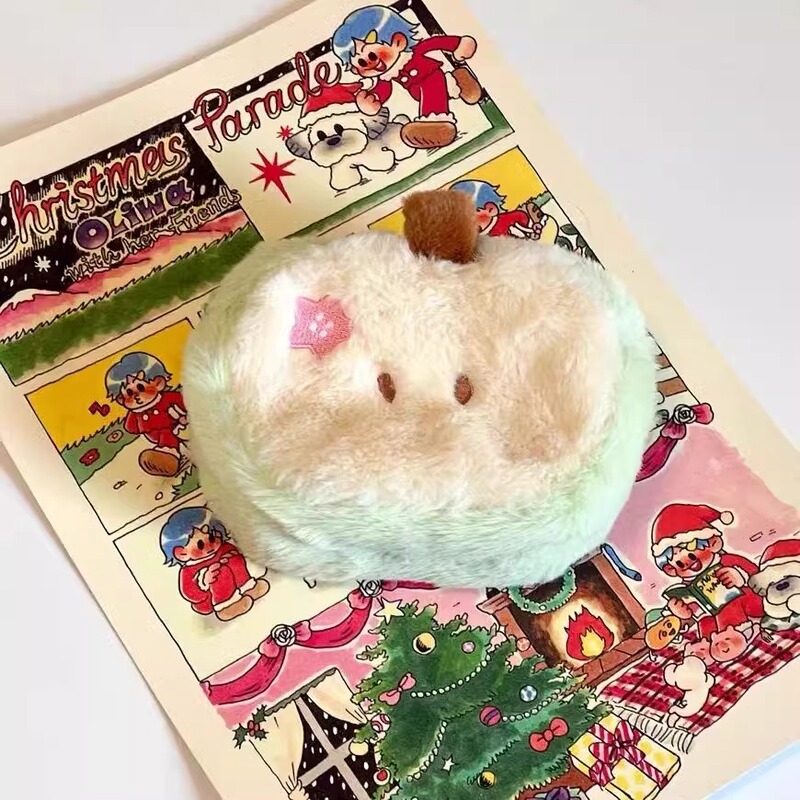 Green Apple Coin Purse, Cute Plush Mini Makeup Bag, Girls' Sanitary Napkin Storage Bag, High-Value Earphone Case