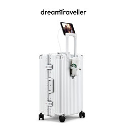 Dream Traveler Multifunctional Suitcase Aluminum Frame Trolley Case Leather Suitcase Universal Wheel New Travel Suitcase Password Box for Men and Women