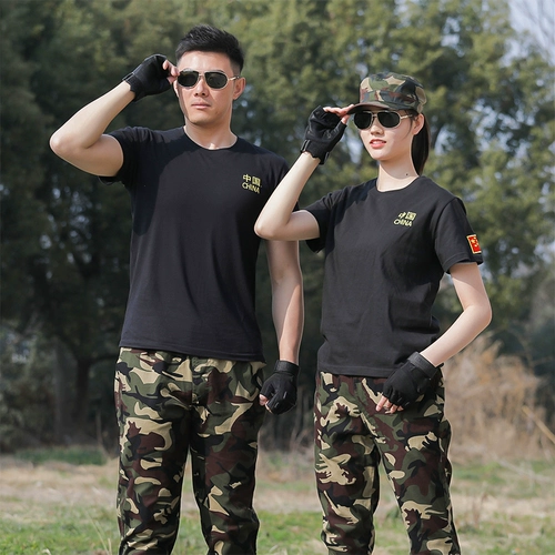 Летний камуфляжный тонкий комплект, хлопковая футболка, эластичные дышащие штаны для школьников, мужская форма, короткий рукав