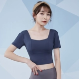 Эластичная летняя одежда для йоги, сексуальный спортивный топ с чашечками для тренировок для спортзала, в обтяжку, для бега, короткий рукав