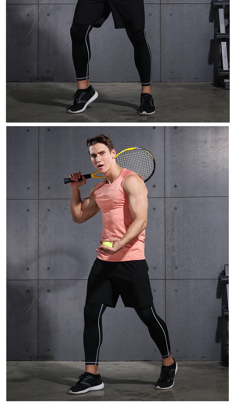 Vansydical Men Running Vests Quick Dry Compression Tights Gym Tank Top Sportswear Fitness Sleeveless T-shirts Sport Running Vest 14