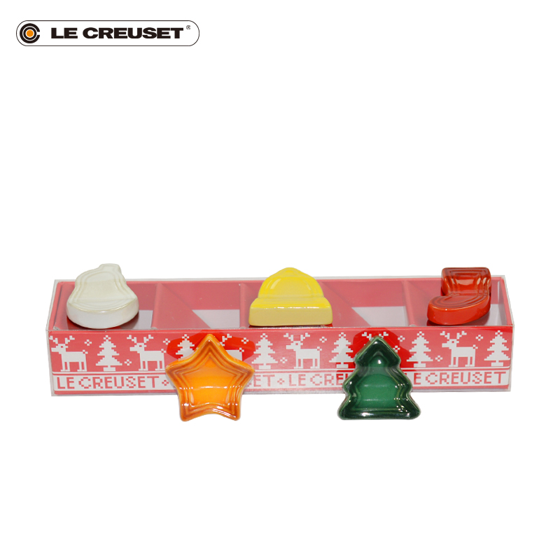 France 's LE CREUSET cool color stoneware Christmas rainbow series chopsticks holder pad Christmas 5 piece parts