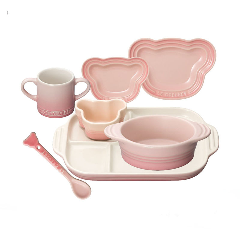 France cool color LE CREUSET stoneware children cutlery set creative girl express it in baby pink blossoms