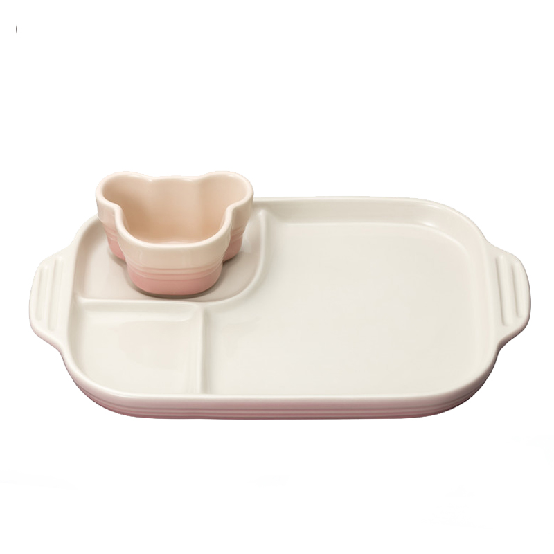 Thailand import LE CREUSET cool color stoneware children bake tank compartment tray soup bowl meal food 2 times