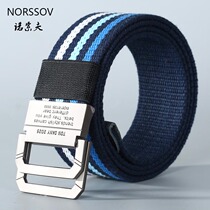 South Korea bf Harajuku style solid color canvas belt female double ring buckle trend simple wild student male wide denim belt