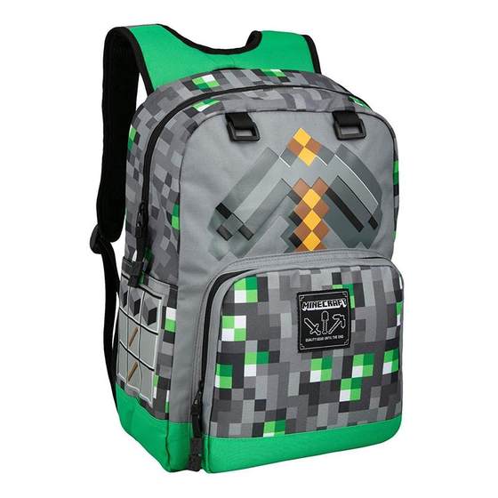 New minecraft creeper schoolbag shoulder bag mosaic backpack green gray blue