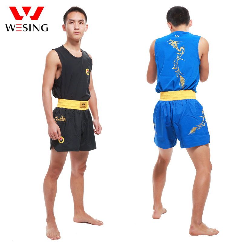 Jiuzhishan wesing sanda suit Professional embroidered dragon sanda suit Adult Muay Thai shorts training match suit