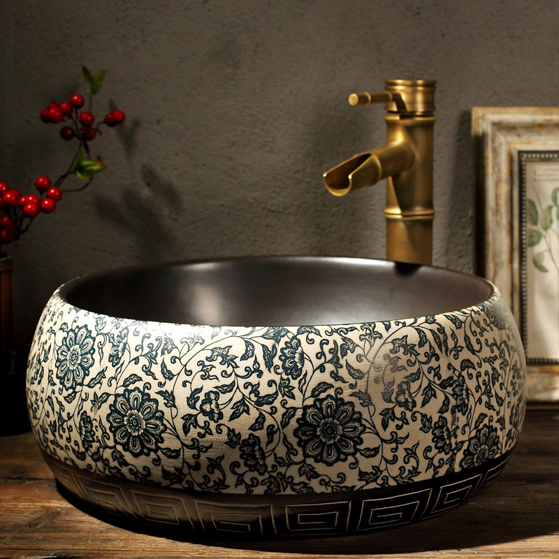 Art ceramic table basin basin washing basin retro-cosmetic room balcony wash basin basin basin household wash basin