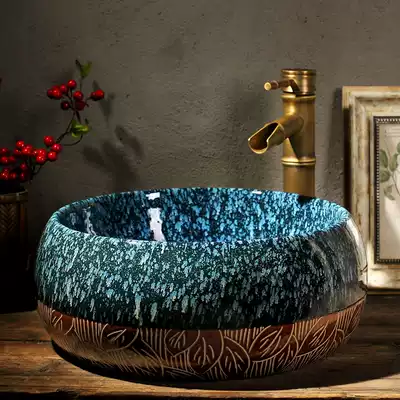 Jingdezhen ceramic washbasin Bathroom table basin Art washbasin Powder room washbasin Waist drum washbasin washbasin