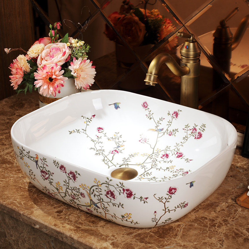 Square Table Basin Wash Basin Eu Type Onstage Washbasin Washbasin Makeup Room Balcony Face Basin Art Basin Home