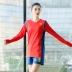 Plum chính thức đội bóng chuyền nữ Thiên Tân với cổ áo dài tay cổ chữ V phù hợp với tập luyện quần áo thể thao Thể thao sau